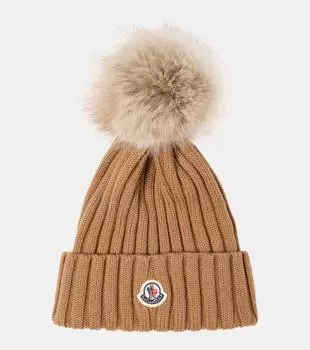 Шапочка из натуральной шерсти Moncler, бежевый