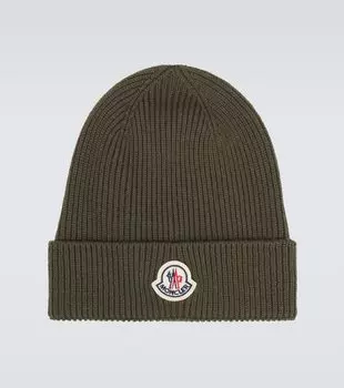 Шапочка из натуральной шерсти Moncler, цвет olive green