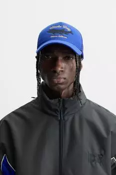 Шапочка с контрастной вышивкой ZARA, синий