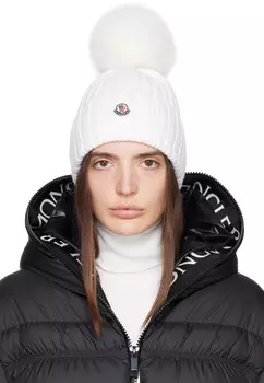 Шапочка с помпоном Moncler, белый
