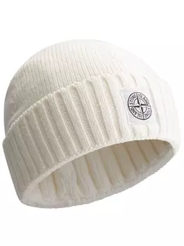 Шапочка Stone Island Junior с аппликацией в виде компаса, белый