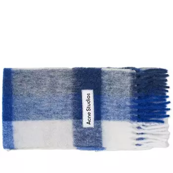 Шарф Acne Studios Vally Check, цвет White, Grey & Royal Blue
