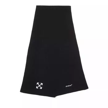 Шарф arrow ribbed wool scarf black Off-White, черный
