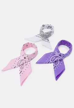 Шарф BANDANA 3 PACK UNISEX Urban Classics, фиолетовый/белый/розовый