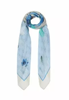 Шарф BLUMENPRINT UND LOGO LIU JO, светло-голубой
