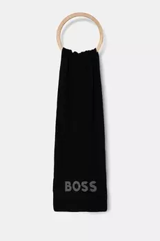 Шарф BOSS с добавлением шерсти, черный