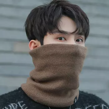 Шарф Бовоник для мужчин и женщин осенью и зимой теплый плюс бархатная утолщенная шерстяная шапка вязаная шапка для езды на велосипеде холодостойкий чехол на шею коричневый Bowonike