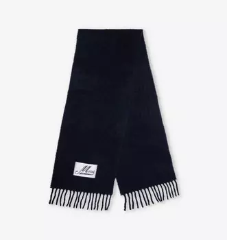 Шарф Brand-Patch из шерстяной смеси с бахромой Marni, черный