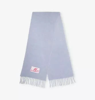 Шарф Brand-Patch из шерстяной смеси с бахромой Marni, синий