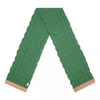 Шарф cable knit with pink and gold striped hem Gucci, зеленый