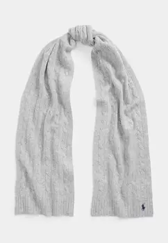 Шарф CABLE KNIT WOOL CASHMERE SCARF Polo Ralph Lauren, серый
