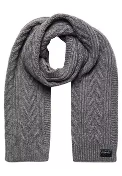 Шарф CABLE LUX Superdry, мягкий серый меланж