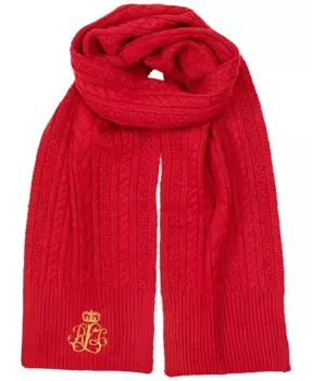 Шарф Cable с прямой вышивкой и камнями Lauren Ralph Lauren, красный
