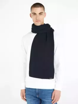 Шарф Calvin Klein "CLASSIC COTTON RIB KNIT SCARF", с фирменной этикеткой, цвет Ck Navy