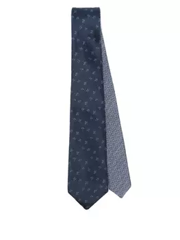 Шарф Canali с цветочным жаккардовым узором, синий