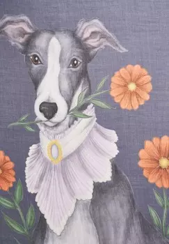 Шарф CATHERINE ROWE PET PORTRAITS WHIPPET MEDIEVAL LIGHTWEIGHT FABLE ENGLAND, серый