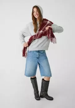 Шарф CHECKED Stradivarius, бордовый