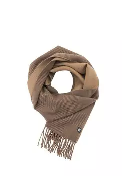 Шарф CHECKED WITH TASSELS Ombre, темно-коричневый