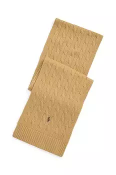 Шарф Classic Cable вязки "коса" Polo Ralph Lauren, бежевый