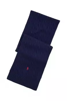 Шарф Classic Cable вязки "коса" Polo Ralph Lauren, темно-синий
