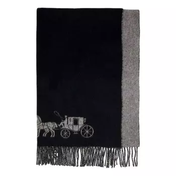 Шарф Coach Outlet Horse And Carriage Double Face Oversized Muffler, черный/серый
