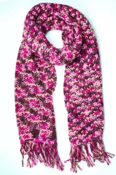 Шарф COLLEZIONE ALESSANDRO шерстяной "Lanea" крупной вязки с бахромой, фуксия