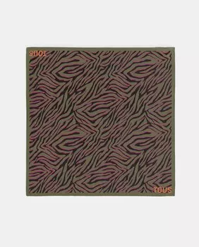 Шарф цвета хаки с контрастным животным принтом Tous