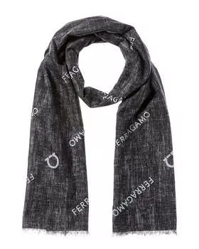 Шарф Ferragamo Gancini из смесового шелка Salvatore Ferragamo, черный