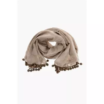 Шарф FUMANA из смесовой шерсти с вышивкой Max Mara, Brown