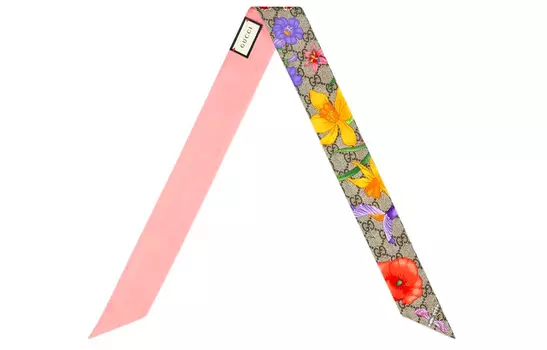 Шарф Gg Flora Print Silk Neck Bow GUCCI