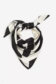 Шарф H&M Printed Satin, кремовый/черный