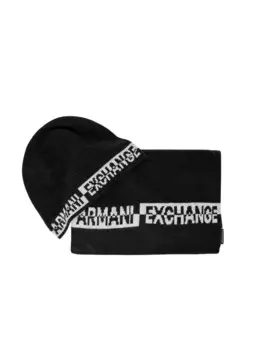 Шарф и шапка Armani Exchange мужские, черный