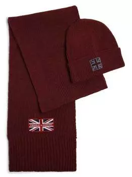 Шарф и шапка Finshley & Harding London, бордовый