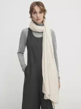 Шарф из 100% кашемира Massimo Dutti, кремовый