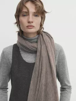 Шарф из 100% кашемира Massimo Dutti, норковый