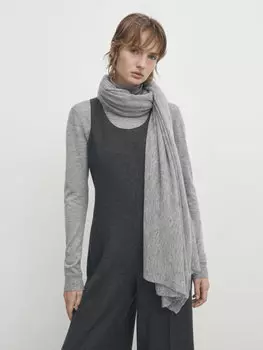 Шарф из 100% кашемира Massimo Dutti, серый меланж