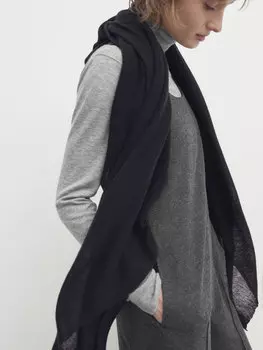 Шарф из 100% кашемира Massimo Dutti, темно-синий
