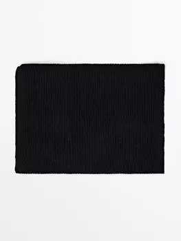 Шарф из 100% кашемира в рубчик Massimo Dutti, синий