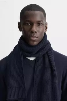 Шарф из 100% шерсти ZARA, темно-синий