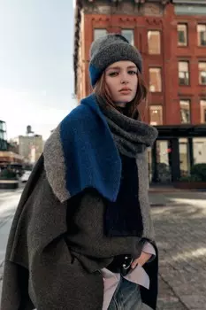 Шарф из альпаки с принтом ZARA, серый