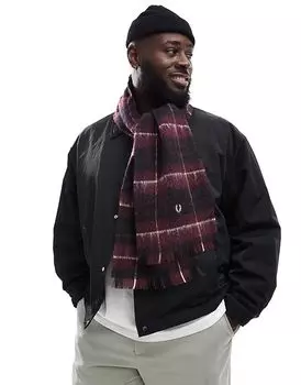 Шарф из чесаной шерсти в клетку красного цвета Fred Perry