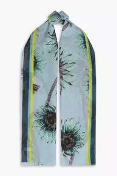 Шарф из хлопка и шелка с цветочным принтом PAUL SMITH, синий