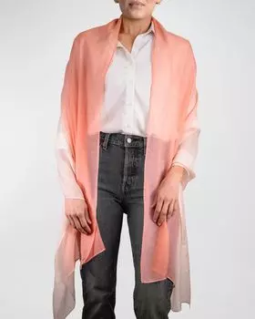 Шарф из кашемира и шелка с эффектом омбре Ian Saude, цвет Peach