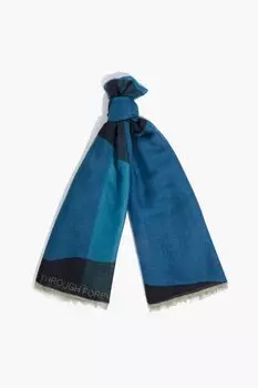 Шарф из кашемира и смесового шелка в стиле колор-блок VALENTINO GARAVANI, синий