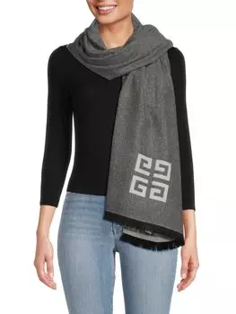 Шарф из кашемира с логотипом и бахромой Givenchy, цвет Black White