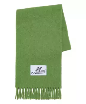 Шарф из матовой альпаки с бахромой Marni, зеленый