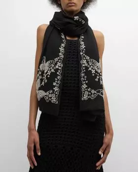 Шарф из мериносовой шерсти Pearly Butterfly Janavi India, цвет Black