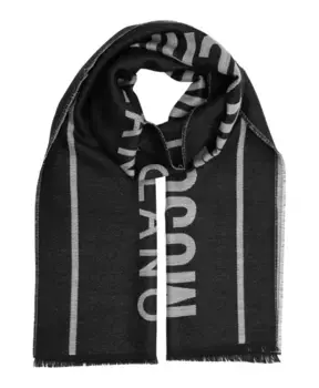 Шарф из мериносовой шерсти с бахромой Moschino, черный