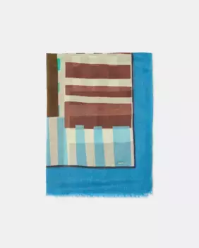 Шарф из модального хлопка с геометрическим принтом Latouche, синий