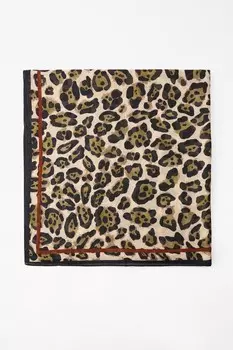 Шарф из модала и шелка с животным принтом ZARA, цвет leopard